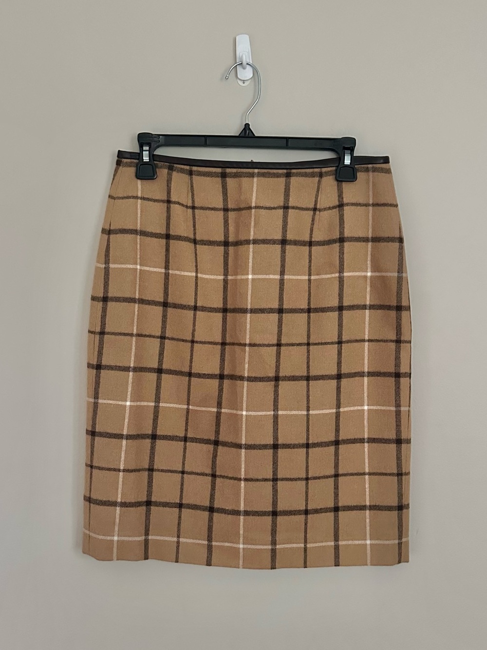 Brooks Brothers Camel Hair Plaid Pencil Skirt 4 Lined Preppy Career Campus Ready